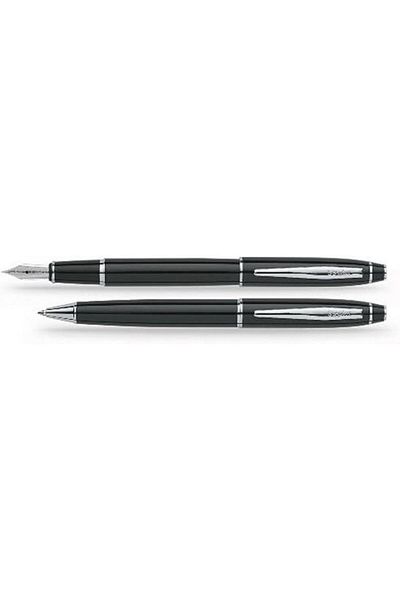 Mena Rise Şirinshop Noble 35 Fountain Pen Ballpoint Pen Set Black Chrome 1108107