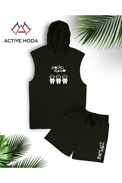 ACTIVE MODA Set de 2 pantaloni scurți pentru gimnastică pentru bărbați SQUID GAM
