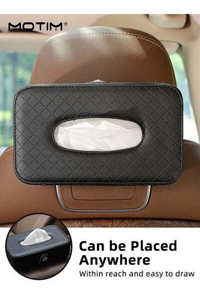 MOTIM 1 Pcs Car Sun Visor Tissue Holder, Leather Tissue Box Napkin Holder And 1 Pcs Car Trash Can with lid