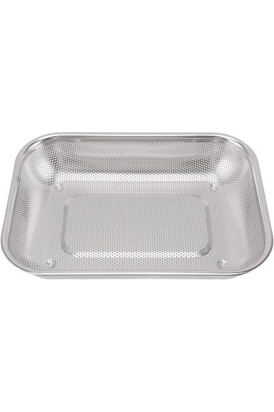 Mena Rise Şirinshop Stainless Steel Perforated Strainer, 38X28X6.5 Cm, Kitchen Vegetable Fruit Washing Pasta Strainer
