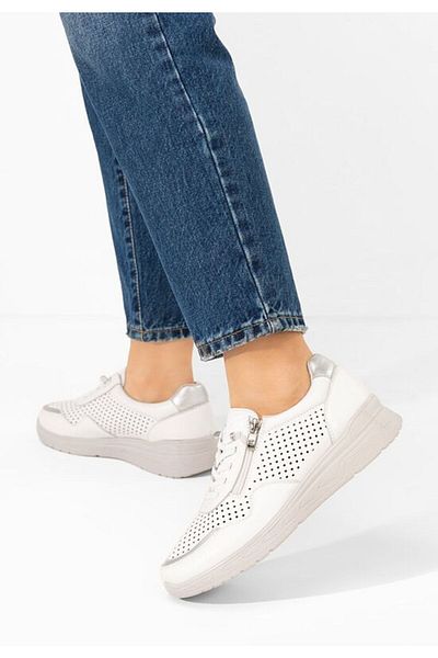 B T Shoes Teniși damă Vernisa albi