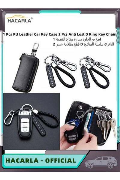 MOTIM PU Leather Car Key Case Smart Key Holder Protection key Chain Bag Anti Lost D Ring Key Chain