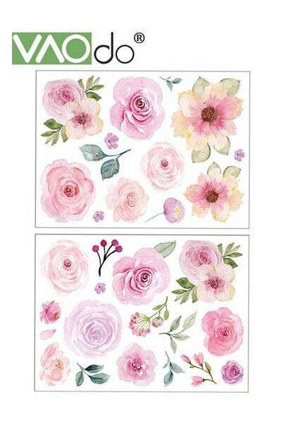 VAODO Purple Flower Wallpaper Waterproof PVC Material Home Decoration Wall Sticker Bedroom Living Room