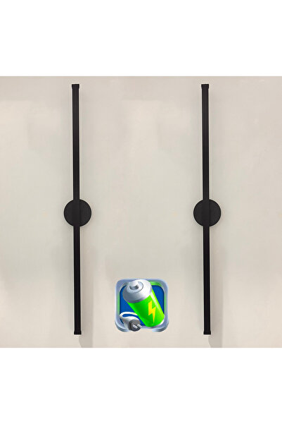 gaziantepavize Şarj Et Kullan Zümrüt Sultan 70 cm Şarjlı Pilli Aplik Siyah Kasa Beyaz Işık Ledli Tablo Ayna- 2 Adet