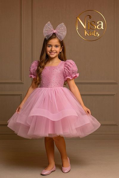 Nissa Pink Sparkly Princess Dress Evening Dress