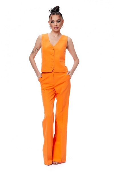 Atmosphere Fashion Pantaloni portocalii drepți cu talie înaltă