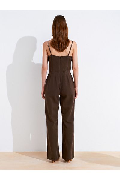 Dilvin 72024 Piece Dye Lyocell Denim Jumpsuit-Brown