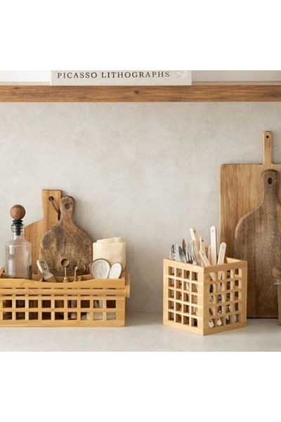 Mena Rise Derik Kitchen Bamboo Square Μοντέρνα Σχεδίαση Τετράγωνη Μπουκέτα 131315 cm ΝΕΟ 1122015