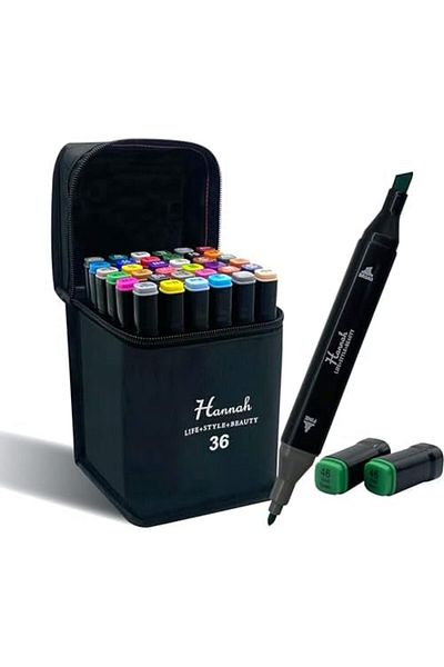 Mena Rise Diyar-Ifırsatshop Double-Sided Marker Set Stand with Black Bag Made of Colorful Pens