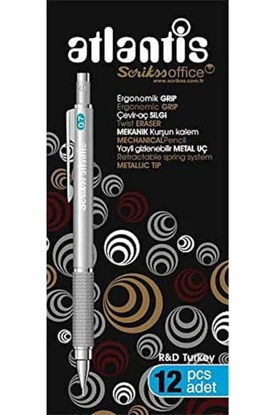Mena Rise ŞirinShop Office Atlantis Versatile Pen 0.7 mm Pack of 12 Silver 1108107