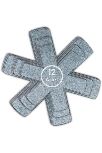 Mena Rise Şirinshop Set of 12 Pot and Pan Protector Borcam Anti-Scratch Felt Organizer (Gray) 1108107