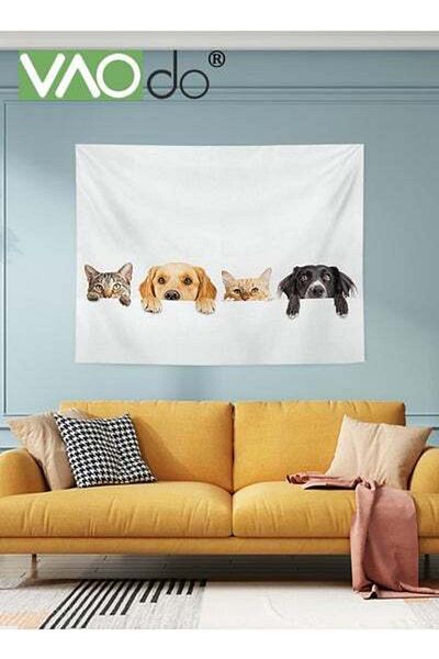 VAODO Pet Profile Photo Tapestry Short Plush Home Decoration Wall Hanging Live Broadcast Photo Background