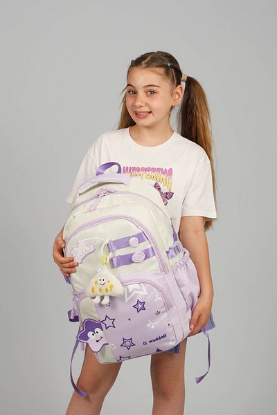 Waddell Rucsac zilnic cu licență Twil Star Pattern, rucsac școlar cu cadou de jucărie de pluș