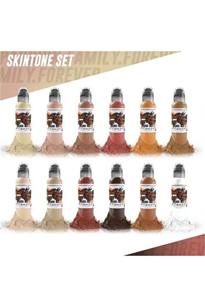 World Skintone Set - World Famous Ink Dövme Boyası - 1oz (12 color )