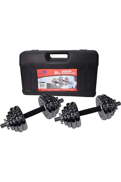 Skyland SKY LAND Adjustable Chrome Dumbbell Set 30KG – Cast Iron Plates with Star Lock Collars & Anti-Slip