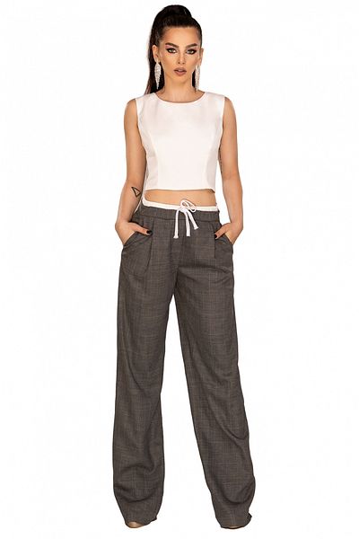 Atmosphere Fashion Grey straight trousers with drawstring