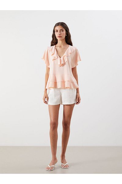 LC Waikiki Μπλούζα με λαιμόκοψη New Season Flounce V - S5R926Z8