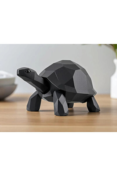 Phigo Low Poly Kaplumbağa Figürü 15 cm – İsim Yazılabilir 3D Baskı Modern Dekoratif Hayvan Biblosu