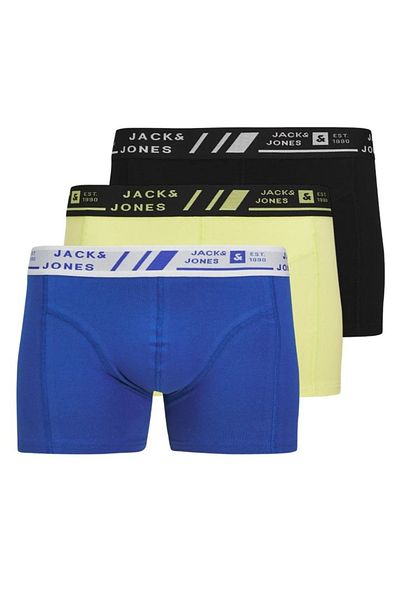 Jack & Jones J&J Cangus Ανδρικό πακέτο μπόξερ 3 τεμαχίων με πολύχρωμο λογότυπο μπλε κίτρινο μαύρο