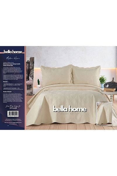 Bella Home Arzen Embroidered Velvet Double Bedspread Set - 250X260 cm