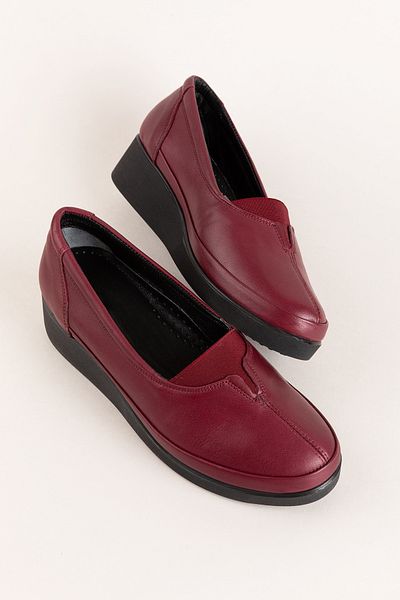 Gondol Inside and Outside Genuine Leather Soft Textured Casual Shoes Ndr.101 Claret Red