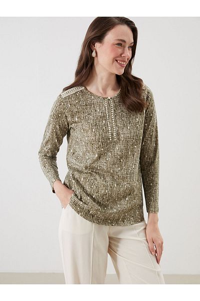 LC Waikiki New Season Crew Neck Μπλούζα με μοτίβο δαντέλας - S5PV23Z8
