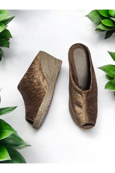 GokceKundura06 Women's Daily Dark Beige Open Toe Straw Linen Slippers