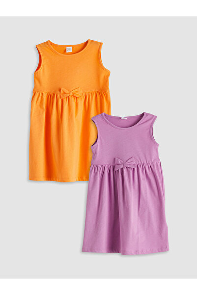 LC Waikiki Peak New Season Mädchenkleid aus gekämmter Baumwolle mit Rundhalsa...