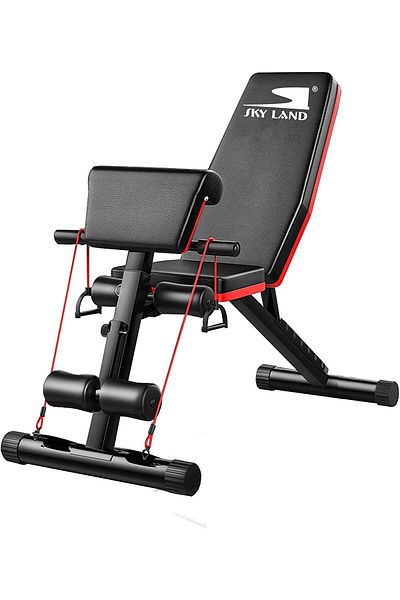 Skyland SKY LAND Fitness Multi-Function Adjustable Weight Bench With An Extreme Elastic Rope, Black