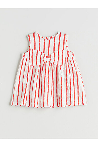 LC Waikiki Peak New Season Gestreiftes Baby-Mädchenkleid mit Schleife