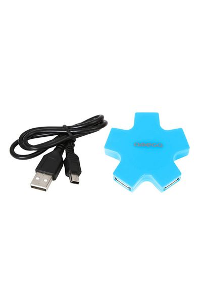 Omega USB hub with 4 USB 2.0 ports, Omega Star Blue 43520, charging, data transfer, peripheral connection