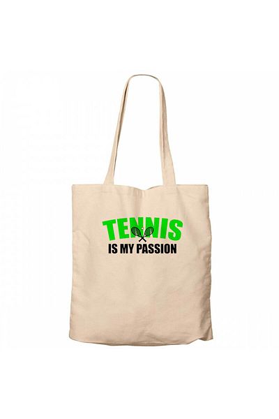 Z zepplin Tennis Is My Passion Cream Zippered Cloth Bag Gabardine