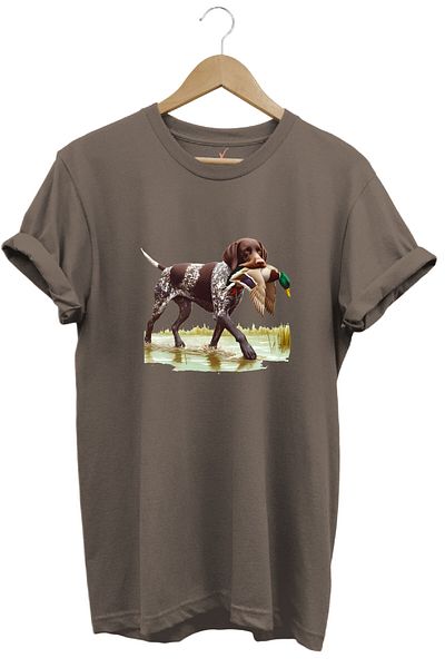 WİDİ Hunting Hunting Duck Hunting Printed Hunting Dog in Reeds 100% βαμβακερό μπλουζάκι με κανονική εφαρμογή