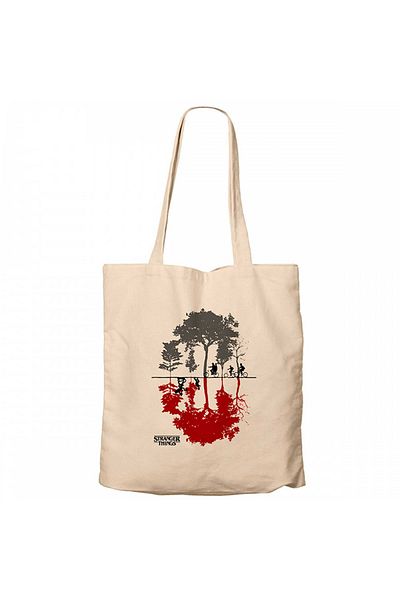 Z zepplin Geantă din pânză cu fermoar Stranger Things Tree Cream Gabardine