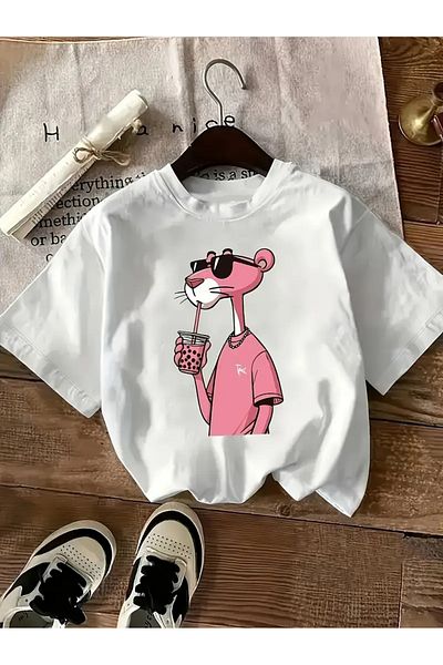 Touz Moda Tricou oversize unisex cu design Panther Kids