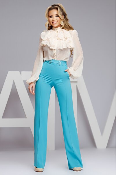 Atmosphere Fashion Pantaloni cu talie înaltă, culoarea mentă