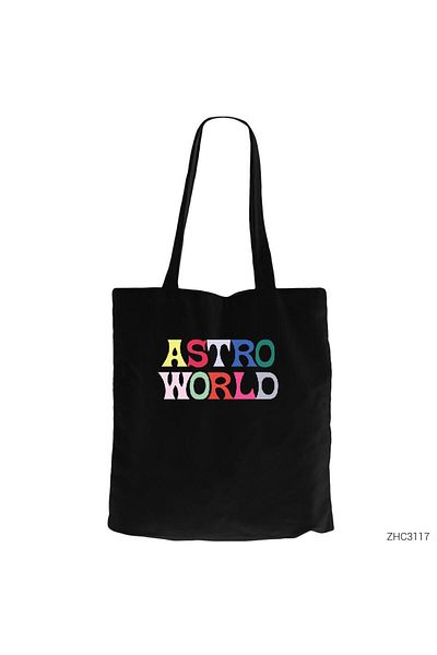 Z zepplin Travis Scott Astroworld 2 Black Zipper Tote Bag Gabardine