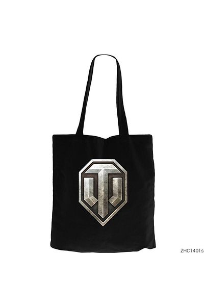 Z zepplin World of Tanks Logo Black Zippered Cloth Bag Gabardine