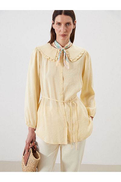 LC Waikiki Beige Baby Collar Modal Blended Women's Shirt Tunic