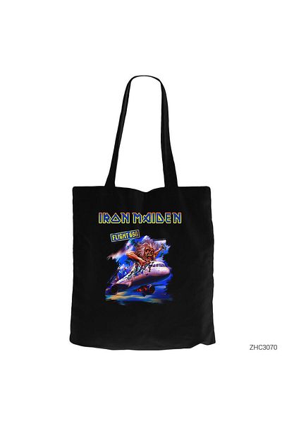 Z zepplin Iron Maiden Flight 666 Black Zipper Cloth Bag Gabardine