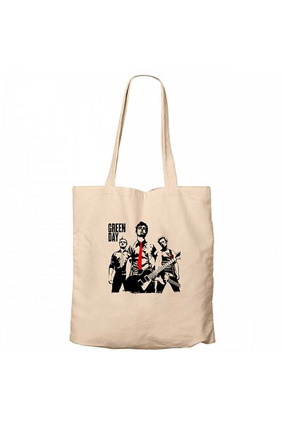 Z zepplin Green Day Group and Bomb Cream Zippered Cloth Bag Gabardine