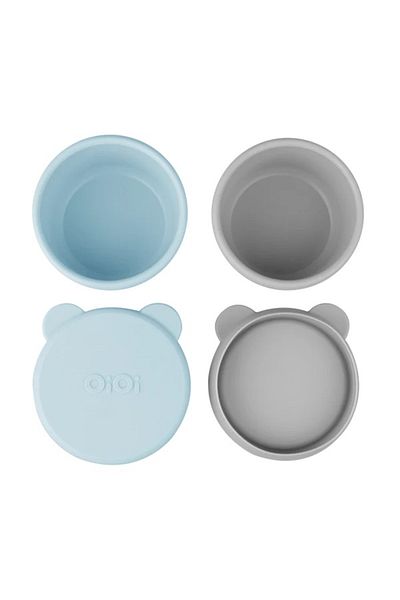 MBB ETİCARET Oioi Silicone Lid Mini Bowl Set of 2 Mini Bites Mineral Blue / Powder Gray