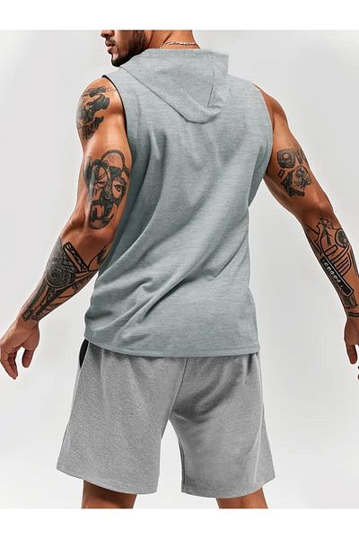 ACTIVE MODA Men's Sports Tank-Top-Shorts 2-Piece Set Printed