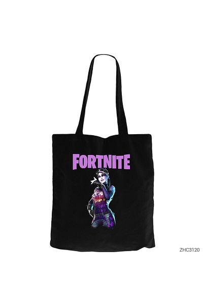 Z zepplin Fortnite Dark Bomber Black Zipper Tote Bag Gabardine
