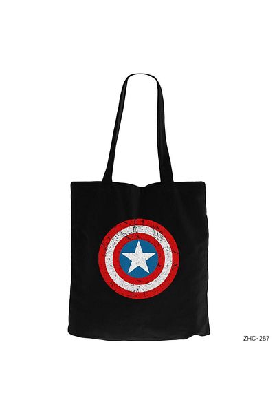 Z zepplin Geantă neagră Captain America Shield cu fermoar Gabardine