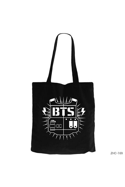 Z zepplin Geantă neagră din pânză cu fermoar BTS Sheild Logo Gabardine