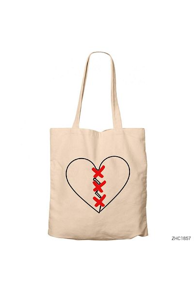 Z zepplin Xxx Tentection Broken Hearth Cream Zippered Cloth Bag Gabardine