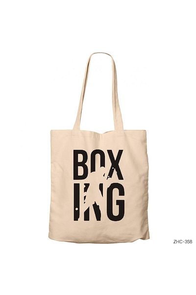 Z zepplin Boxing Logo Cream Zippered Cloth Bag Gabardine