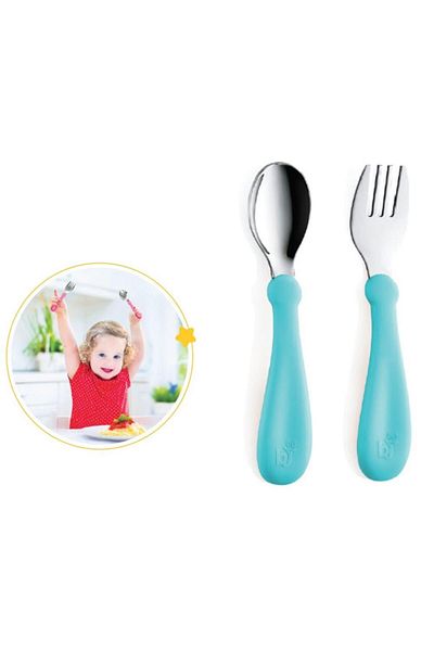 MBB ETİCARET Babyjem Stainless Steel Fork Spoon Set 522 Turquoise