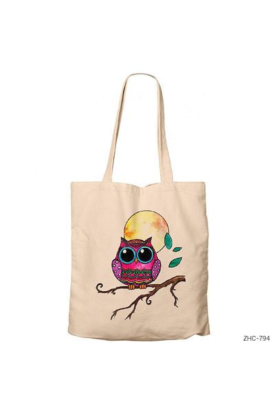 Z zepplin Cute Owl Cream Τσάντα με φερμουάρ Gabardine